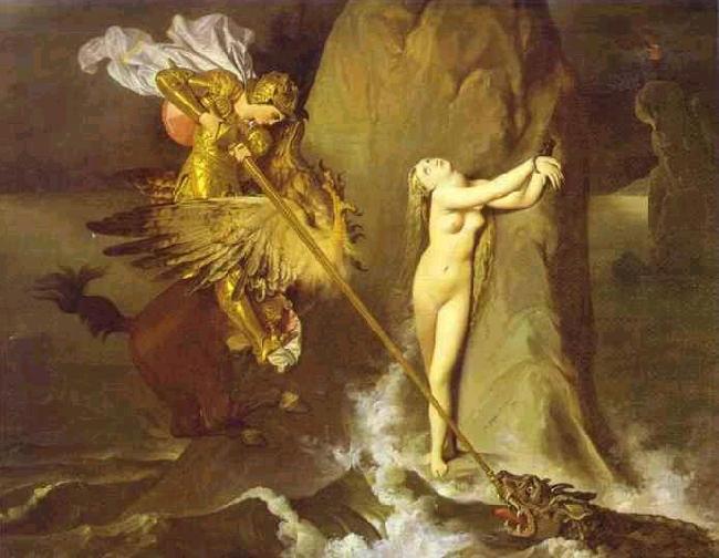 Jean Auguste Dominique Ingres Roger Delivering Angelica. France oil painting art